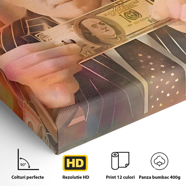 Tablou Canvas Premium LuxCanva® A1225, Dollar DiCaprio , Decorativ, Birou, Leonardo DiCaprio, Bani, Vedeta, Actor, Living, Culori Vibrante