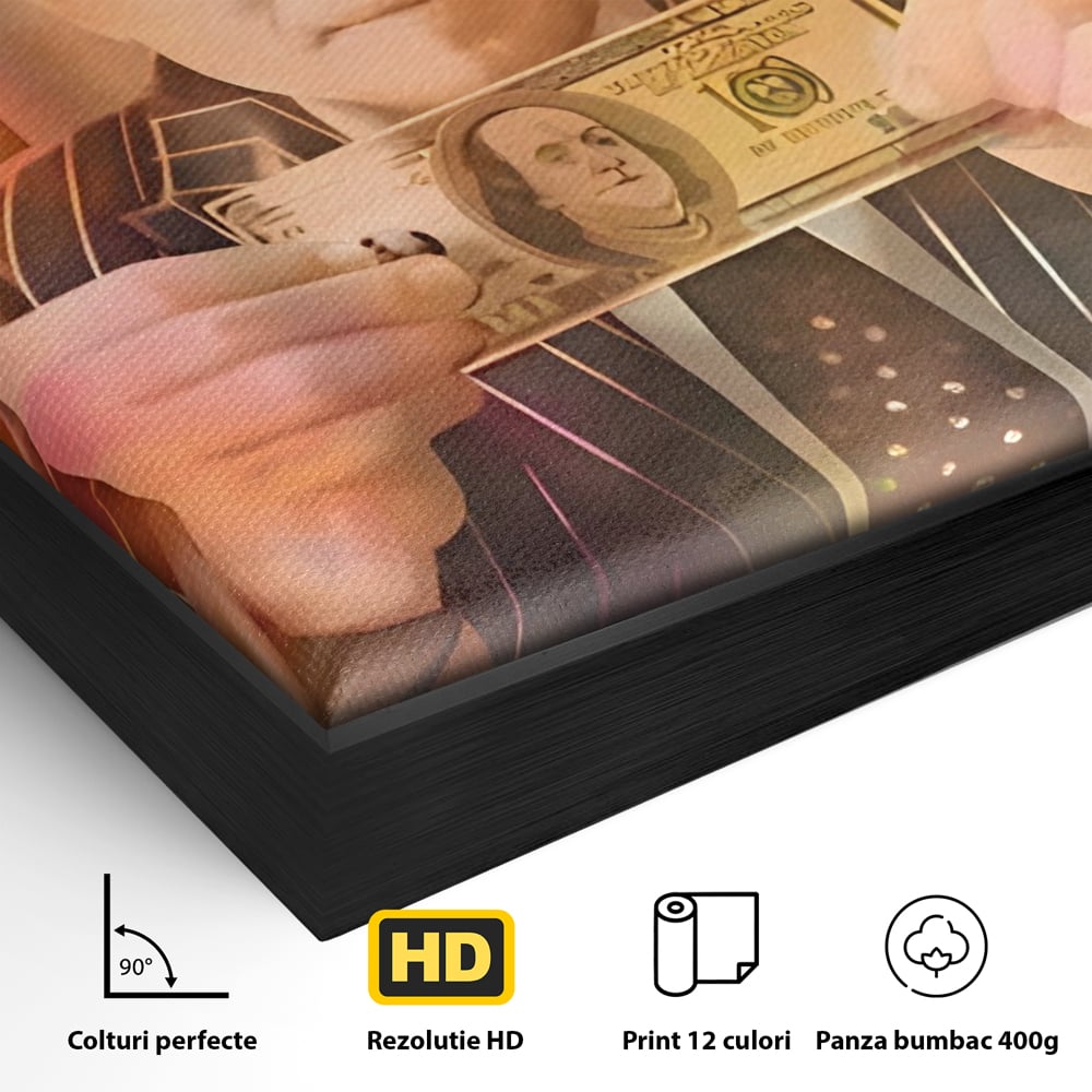Tablou Canvas Premium LuxCanva® A1225, Dollar DiCaprio , Decorativ, Birou, Leonardo DiCaprio, Bani, Vedeta, Actor, Living, Culori Vibrante