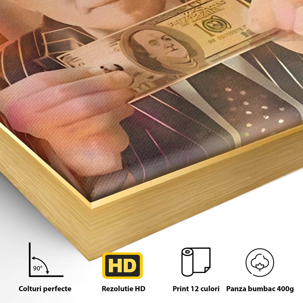 Tablou Canvas Premium LuxCanva® A1225, Dollar DiCaprio , Decorativ, Birou, Leonardo DiCaprio, Bani, Vedeta, Actor, Living, Culori Vibrante