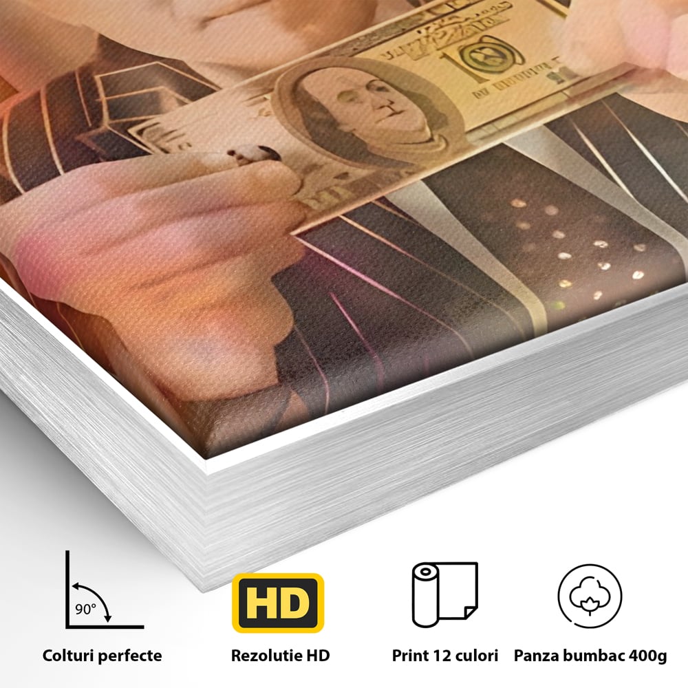 Tablou Canvas Premium LuxCanva® A1225, Dollar DiCaprio , Decorativ, Birou, Leonardo DiCaprio, Bani, Vedeta, Actor, Living, Culori Vibrante