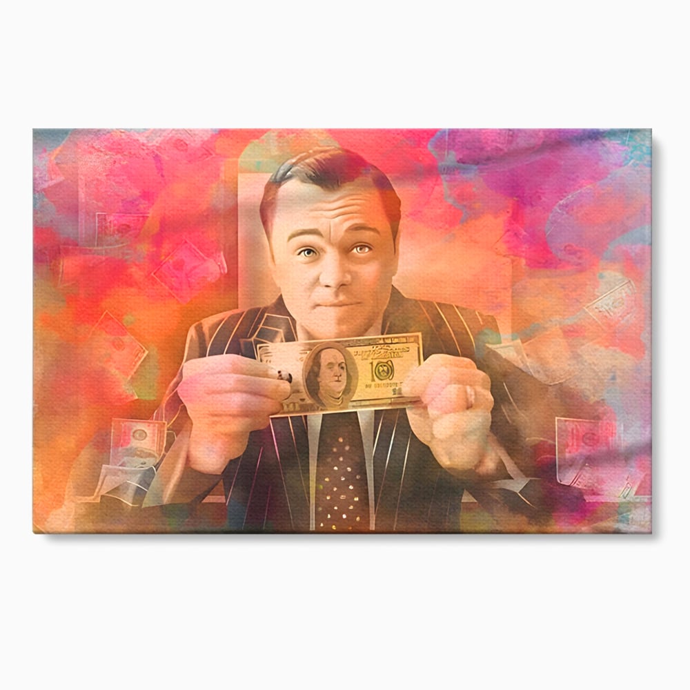 Tablou Canvas Premium LuxCanva® A1225, Dollar DiCaprio , Decorativ, Birou, Leonardo DiCaprio, Bani, Vedeta, Actor, Living, Culori Vibrante