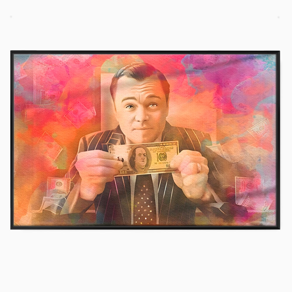 Tablou Canvas Premium LuxCanva® A1225, Dollar DiCaprio , Decorativ, Birou, Leonardo DiCaprio, Bani, Vedeta, Actor, Living, Culori Vibrante