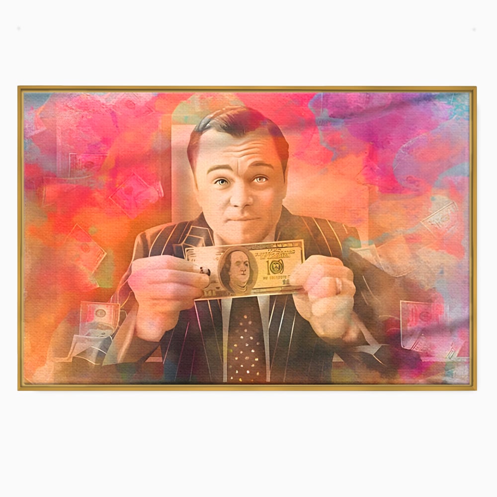 Tablou Canvas Premium LuxCanva® A1225, Dollar DiCaprio , Decorativ, Birou, Leonardo DiCaprio, Bani, Vedeta, Actor, Living, Culori Vibrante