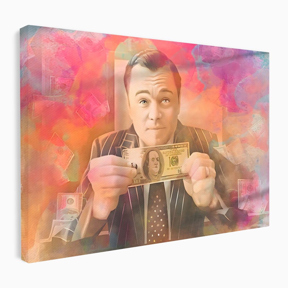 Tablou Canvas Premium LuxCanva® A1225, Dollar DiCaprio , Decorativ, Birou, Leonardo DiCaprio, Bani, Vedeta, Actor, Living, Culori Vibrante