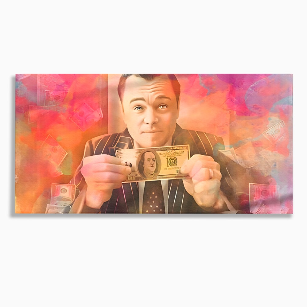 Tablou Canvas Premium LuxCanva® A1225, Dollar DiCaprio , Decorativ, Birou, Leonardo DiCaprio, Bani, Vedeta, Actor, Living, Culori Vibrante
