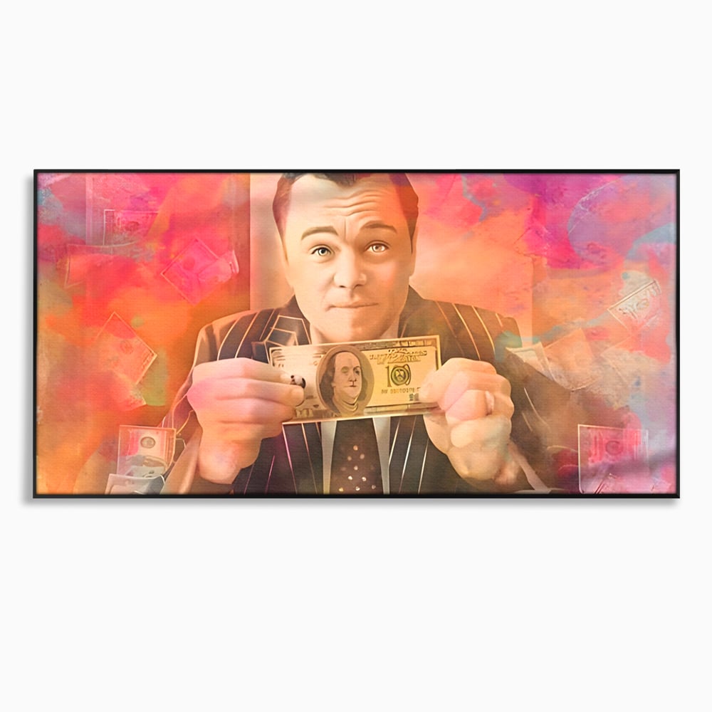 Tablou Canvas Premium LuxCanva® A1225, Dollar DiCaprio , Decorativ, Birou, Leonardo DiCaprio, Bani, Vedeta, Actor, Living, Culori Vibrante