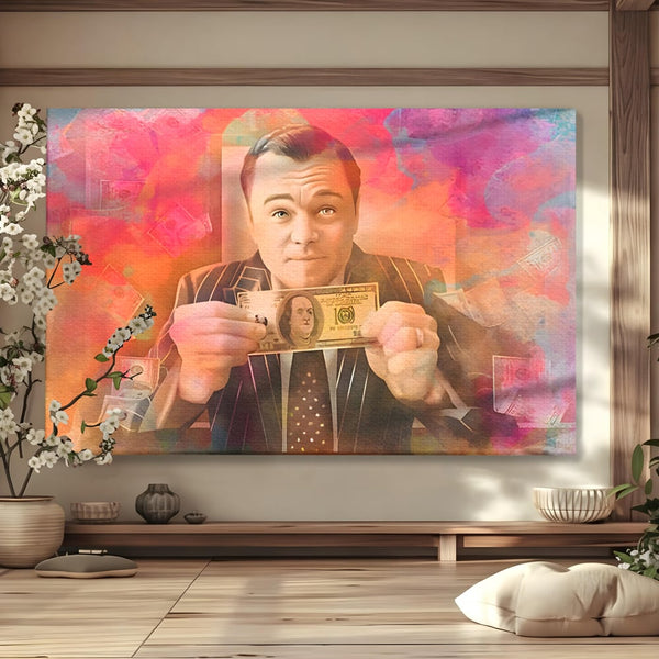 Tablou Canvas Premium LuxCanva® A1225, Dollar DiCaprio , Decorativ, Birou, Leonardo DiCaprio, Bani, Vedeta, Actor, Living, Culori Vibrante