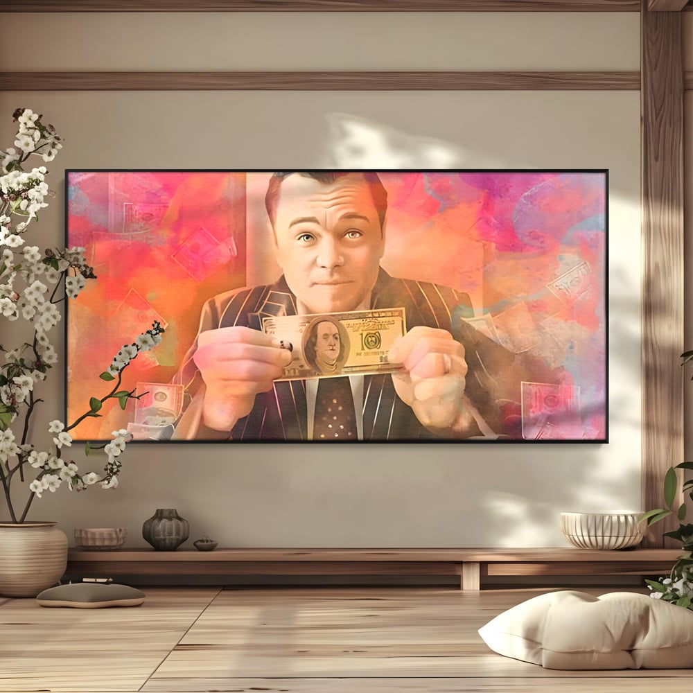 Tablou Canvas Premium LuxCanva® A1225, Dollar DiCaprio , Decorativ, Birou, Leonardo DiCaprio, Bani, Vedeta, Actor, Living, Culori Vibrante