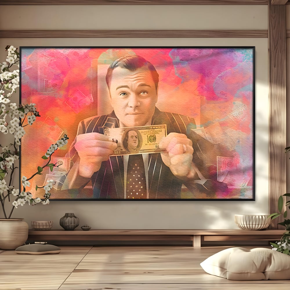 Tablou Canvas Premium LuxCanva® A1225, Dollar DiCaprio , Decorativ, Birou, Leonardo DiCaprio, Bani, Vedeta, Actor, Living, Culori Vibrante