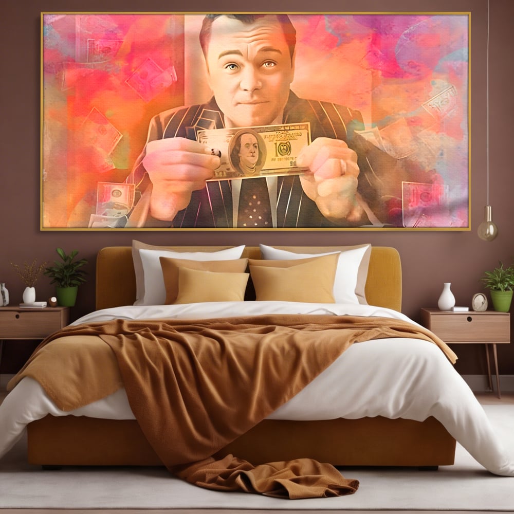Tablou Canvas Premium LuxCanva® A1225, Dollar DiCaprio , Decorativ, Birou, Leonardo DiCaprio, Bani, Vedeta, Actor, Living, Culori Vibrante