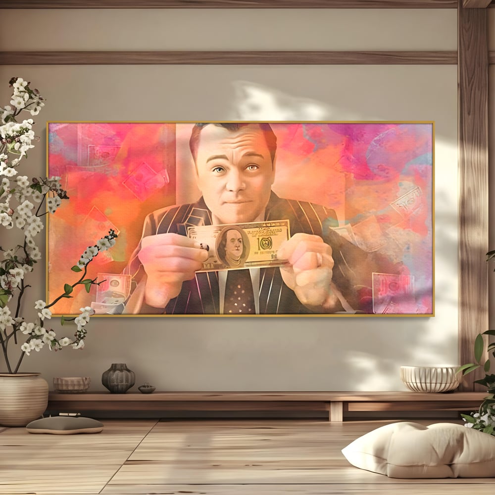 Tablou Canvas Premium LuxCanva® A1225, Dollar DiCaprio , Decorativ, Birou, Leonardo DiCaprio, Bani, Vedeta, Actor, Living, Culori Vibrante
