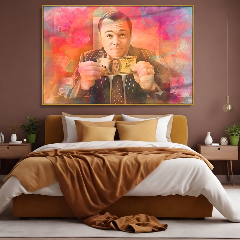 Tablou Canvas Premium LuxCanva® A1225, Dollar DiCaprio , Decorativ, Birou, Leonardo DiCaprio, Bani, Vedeta, Actor, Living, Culori Vibrante