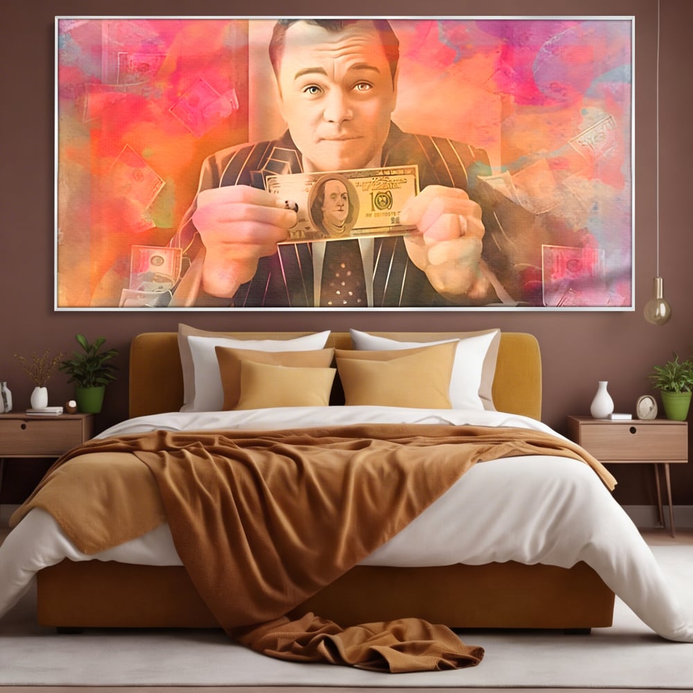 Tablou Canvas Premium LuxCanva® A1225, Dollar DiCaprio , Decorativ, Birou, Leonardo DiCaprio, Bani, Vedeta, Actor, Living, Culori Vibrante