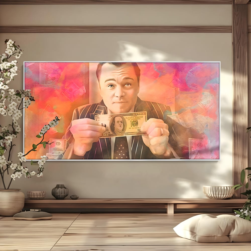 Tablou Canvas Premium LuxCanva® A1225, Dollar DiCaprio , Decorativ, Birou, Leonardo DiCaprio, Bani, Vedeta, Actor, Living, Culori Vibrante