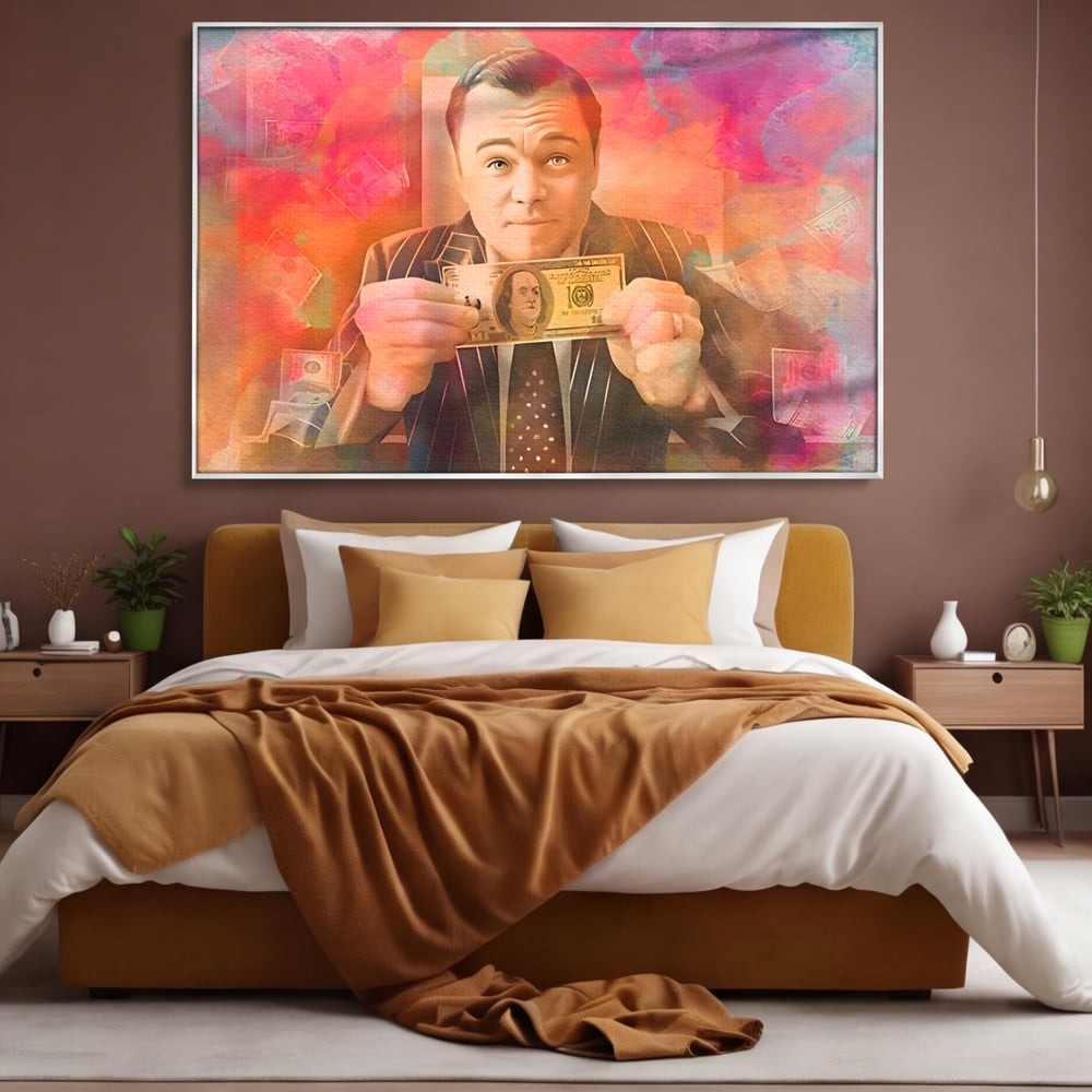 Tablou Canvas Premium LuxCanva® A1225, Dollar DiCaprio , Decorativ, Birou, Leonardo DiCaprio, Bani, Vedeta, Actor, Living, Culori Vibrante