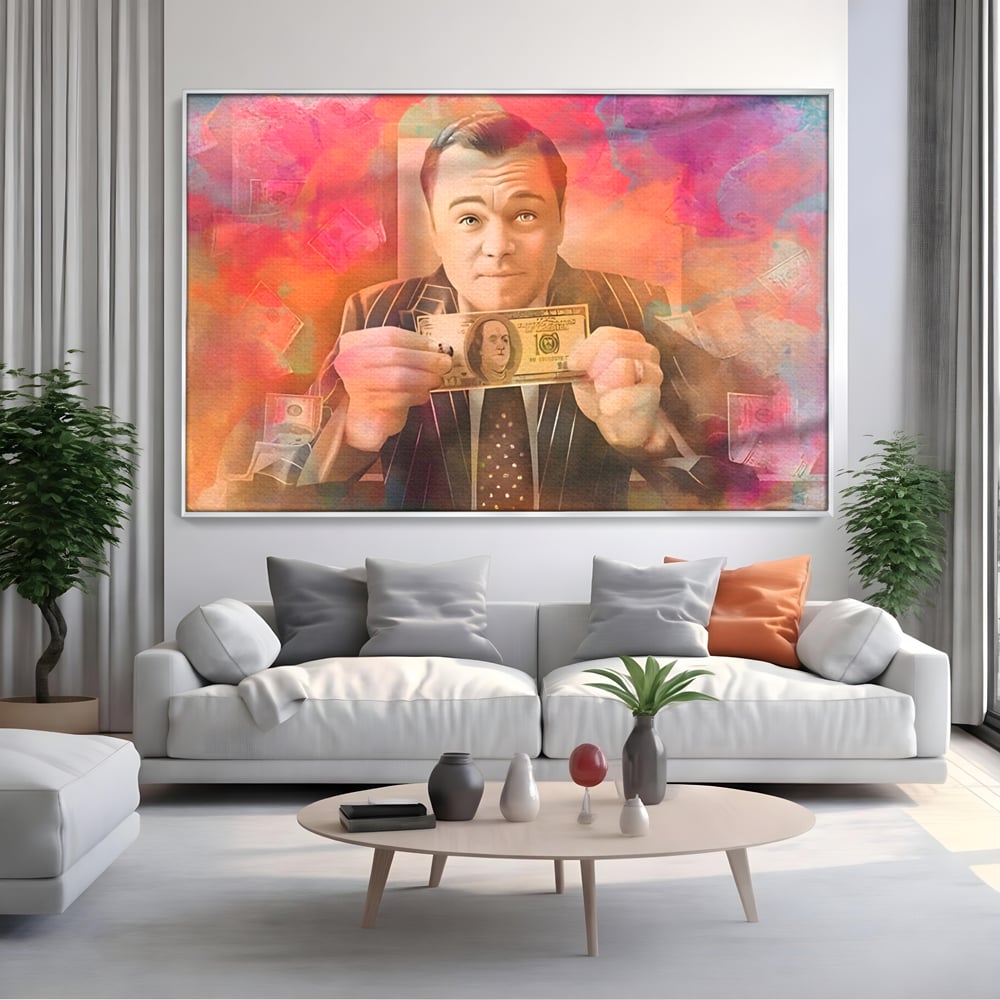Tablou Canvas Premium LuxCanva® A1225, Dollar DiCaprio , Decorativ, Birou, Leonardo DiCaprio, Bani, Vedeta, Actor, Living, Culori Vibrante