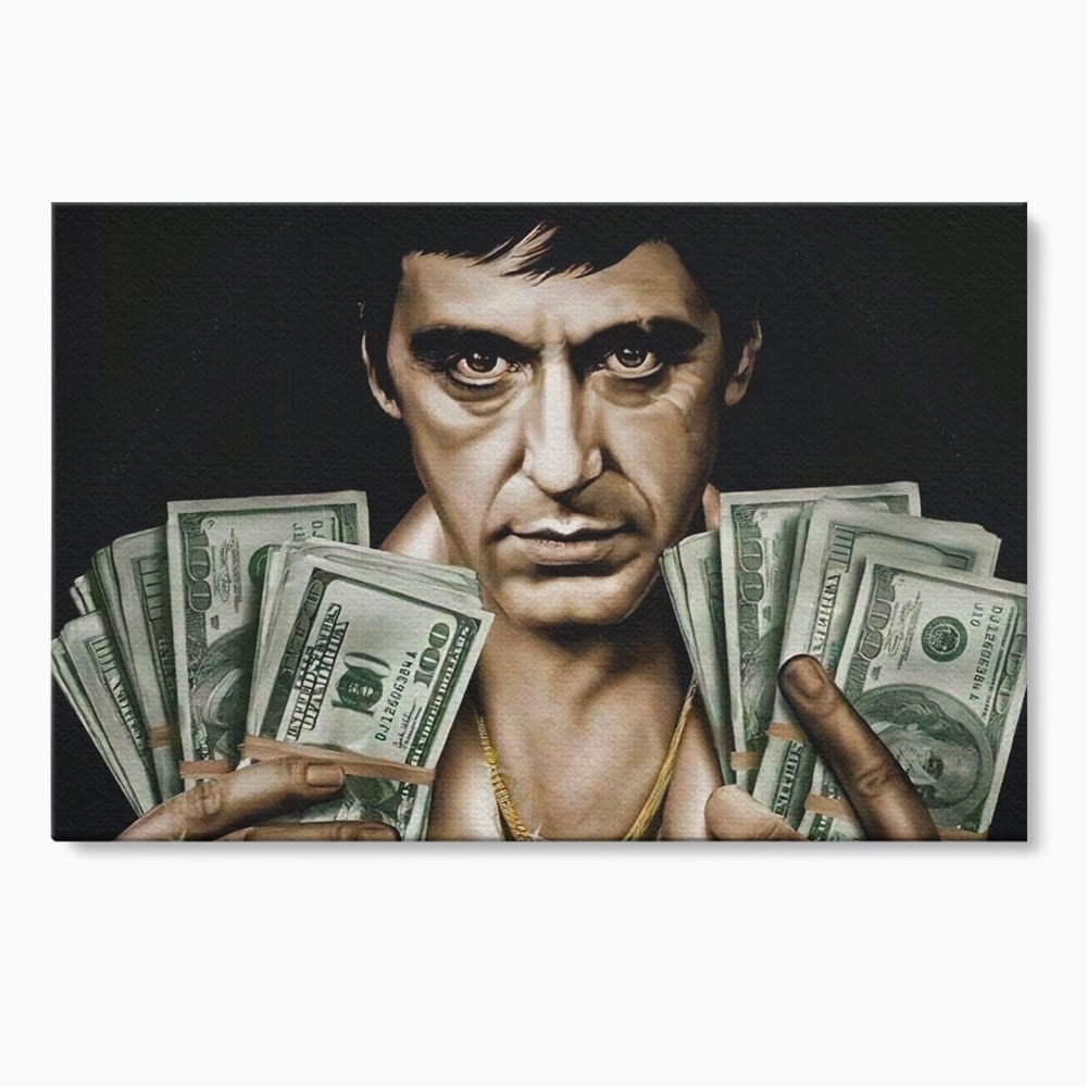 Leinwandbilder Leinwandbilder Premium LuxCanva® A1226, Al Pacino , Dekorativ, Wohnen, Tony Montana, Scarface, Film, Schauspieler, Dollar, Kräftige Farben
