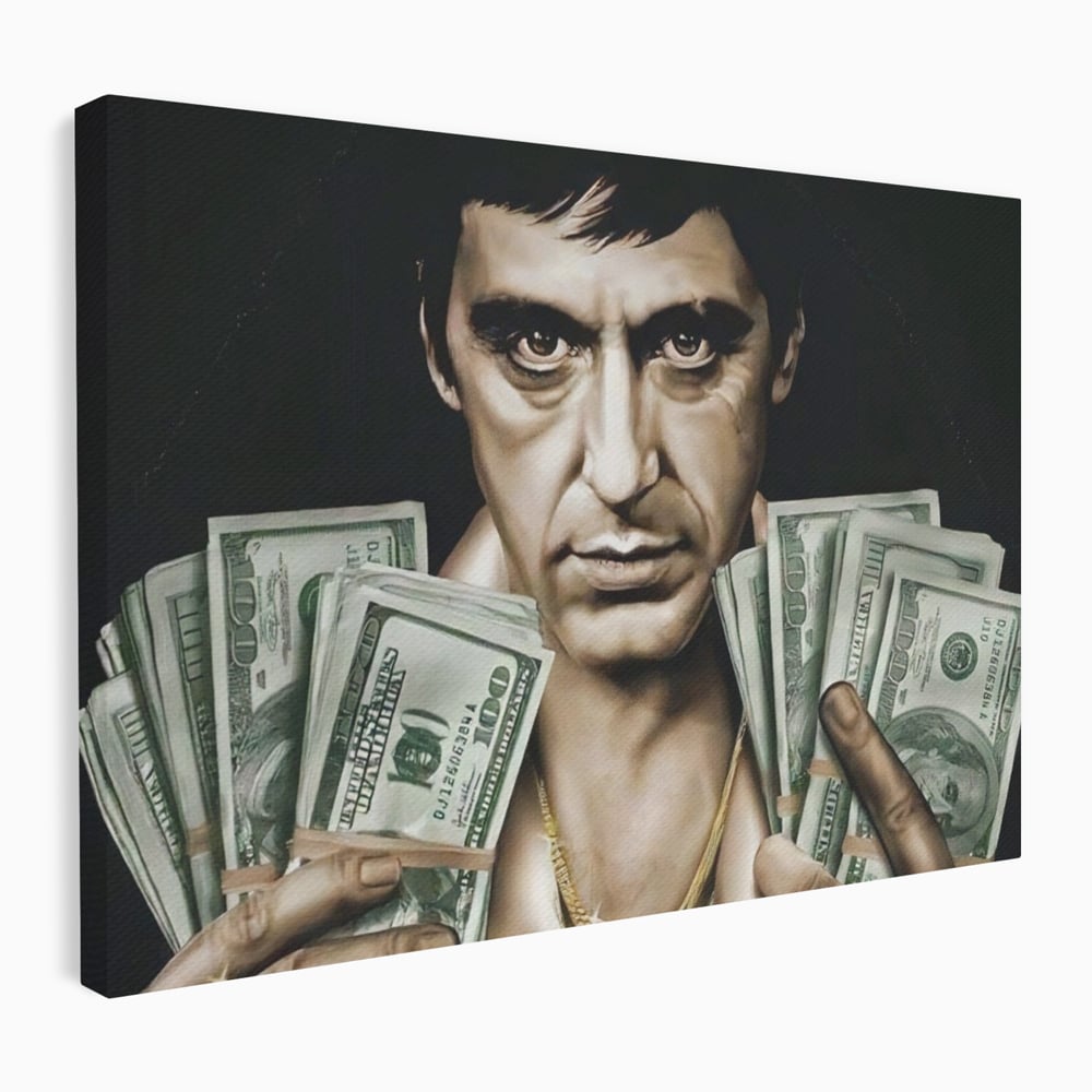 Leinwandbilder Leinwandbilder Premium LuxCanva® A1226, Al Pacino , Dekorativ, Wohnen, Tony Montana, Scarface, Film, Schauspieler, Dollar, Kräftige Farben