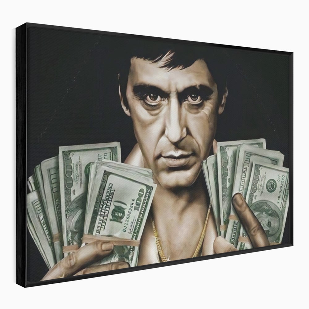 Leinwandbilder Leinwandbilder Premium LuxCanva® A1226, Al Pacino , Dekorativ, Wohnen, Tony Montana, Scarface, Film, Schauspieler, Dollar, Kräftige Farben
