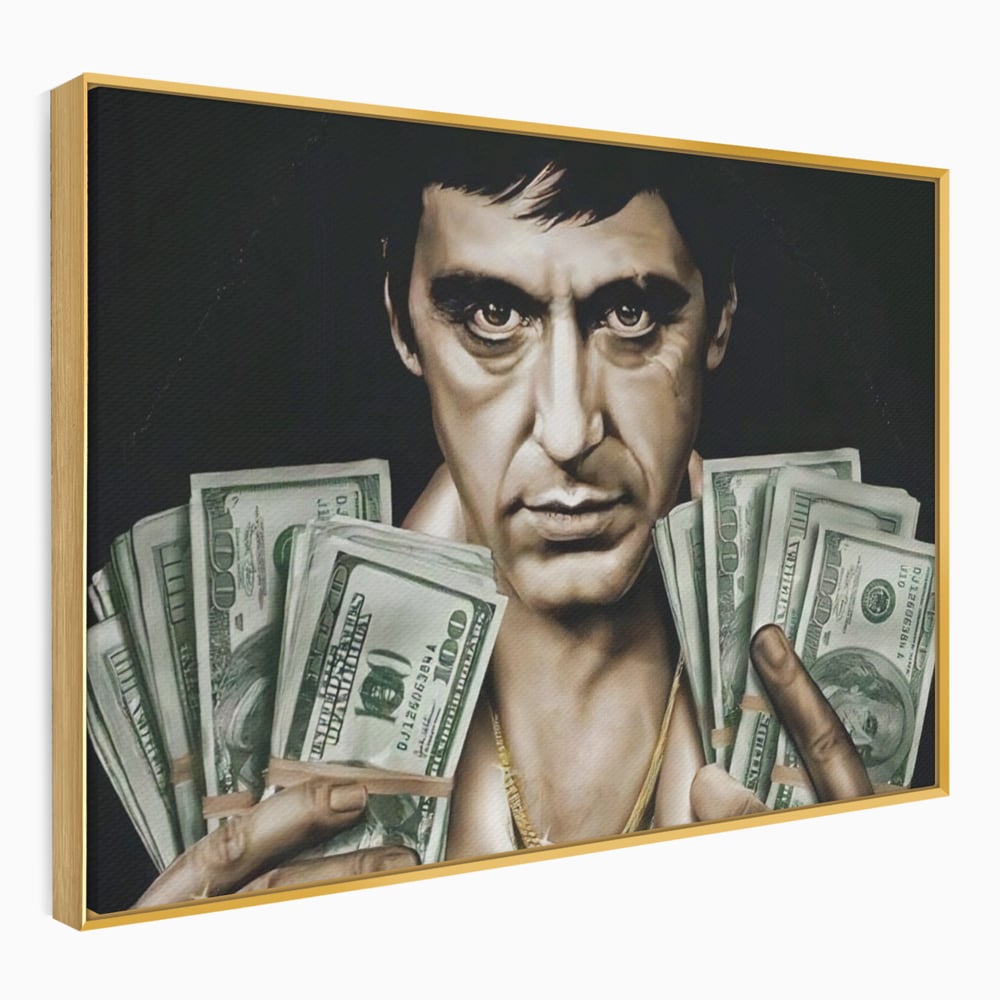 Leinwandbilder Leinwandbilder Premium LuxCanva® A1226, Al Pacino , Dekorativ, Wohnen, Tony Montana, Scarface, Film, Schauspieler, Dollar, Kräftige Farben