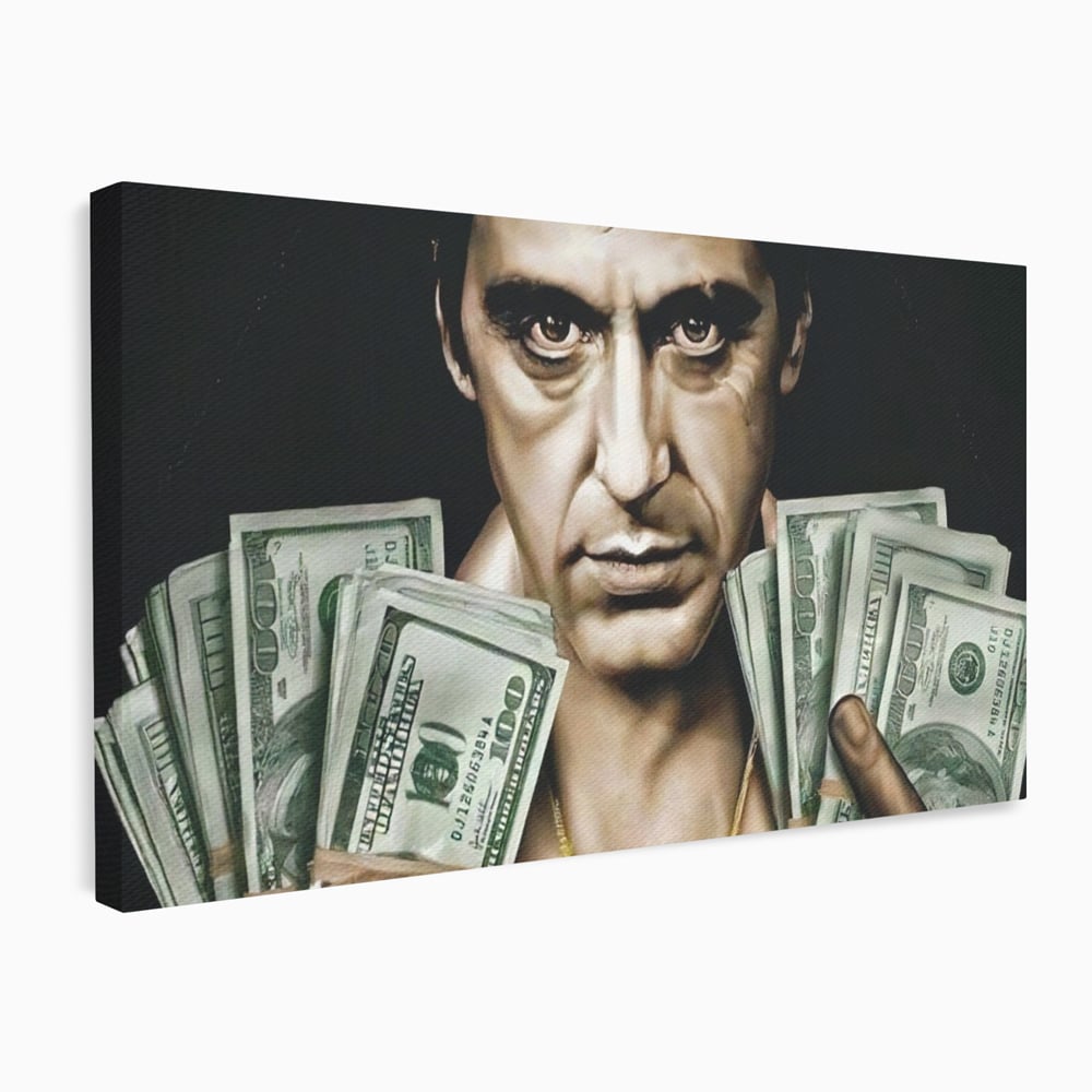 Leinwandbilder Leinwandbilder Premium LuxCanva® A1226, Al Pacino , Dekorativ, Wohnen, Tony Montana, Scarface, Film, Schauspieler, Dollar, Kräftige Farben