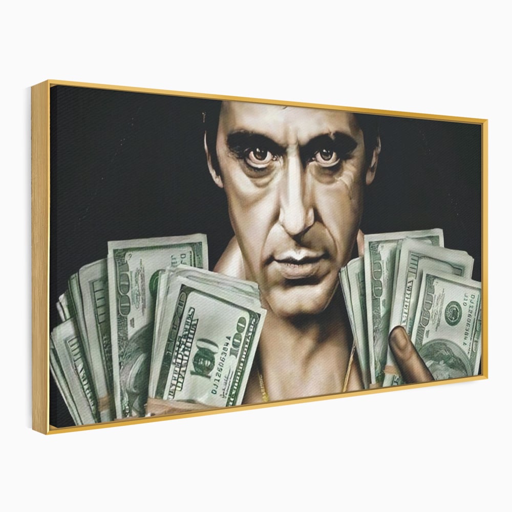 Leinwandbilder Leinwandbilder Premium LuxCanva® A1226, Al Pacino , Dekorativ, Wohnen, Tony Montana, Scarface, Film, Schauspieler, Dollar, Kräftige Farben