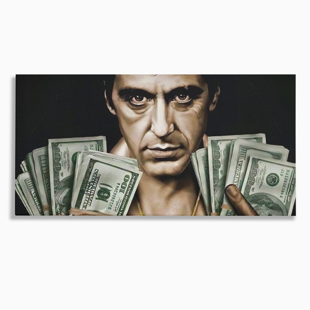 Leinwandbilder Leinwandbilder Premium LuxCanva® A1226, Al Pacino , Dekorativ, Wohnen, Tony Montana, Scarface, Film, Schauspieler, Dollar, Kräftige Farben