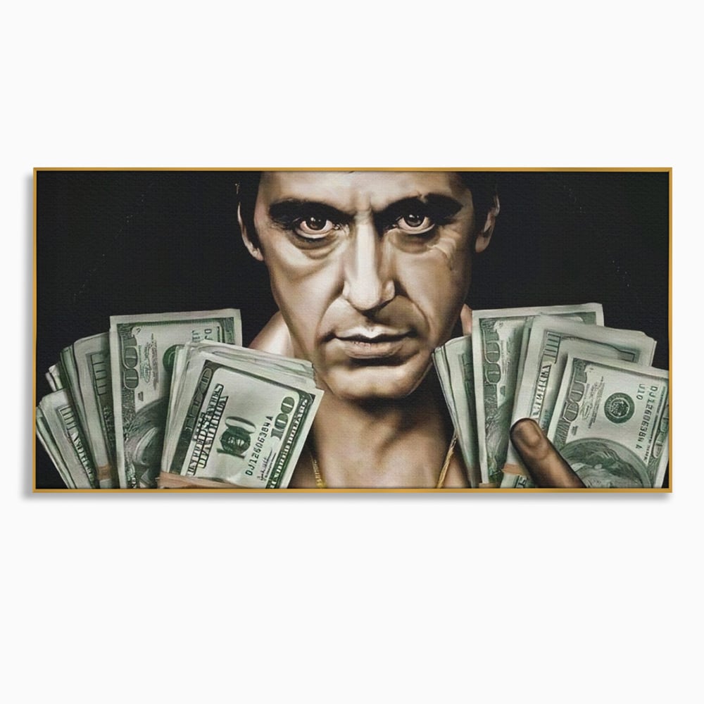 Leinwandbilder Leinwandbilder Premium LuxCanva® A1226, Al Pacino , Dekorativ, Wohnen, Tony Montana, Scarface, Film, Schauspieler, Dollar, Kräftige Farben