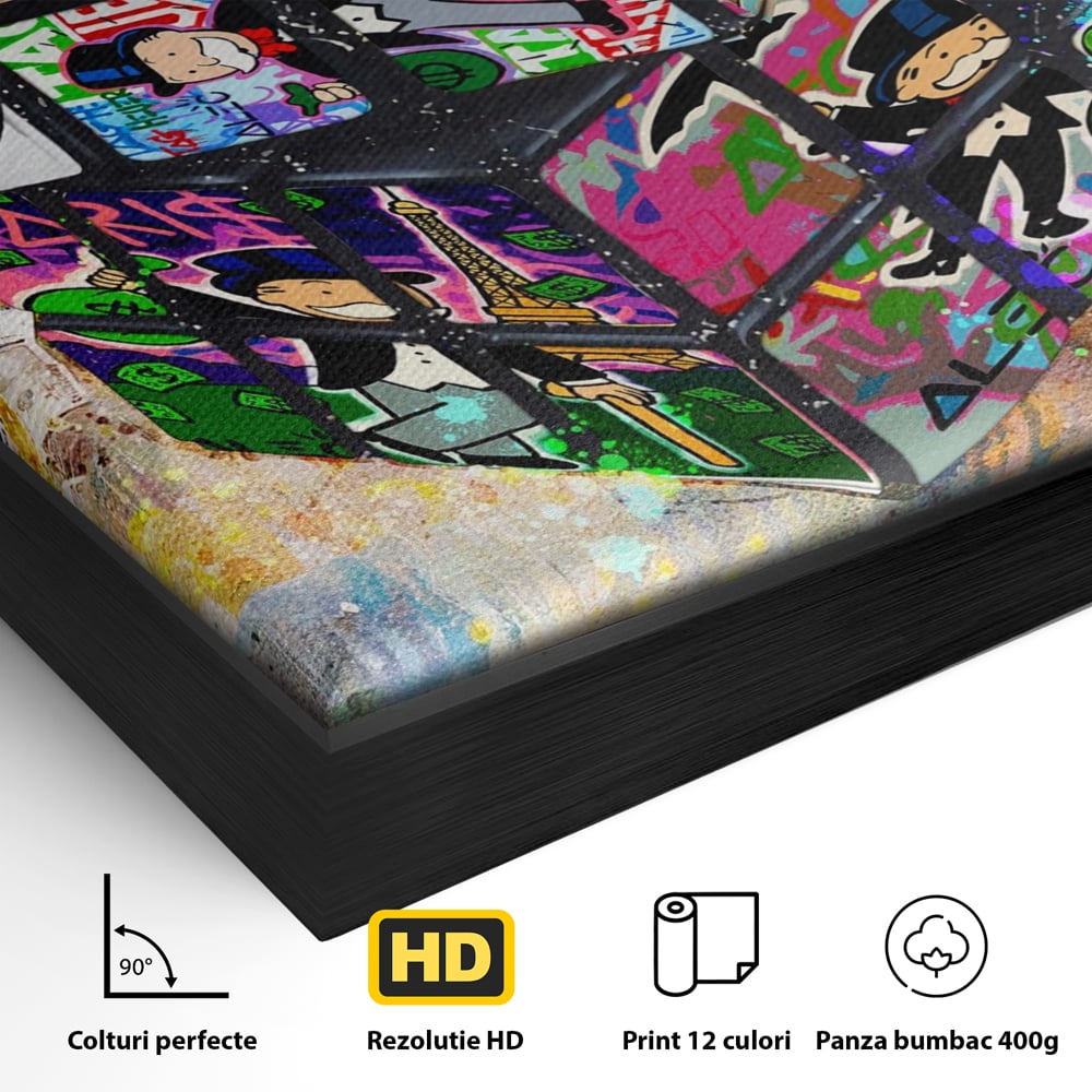 Tablou Canvas Premium LuxCanva® A1227, Monopoly Cube , Decorativ, Living, Cub Rubic, Joc, SUA, Camera Copil, Culori Vibrante