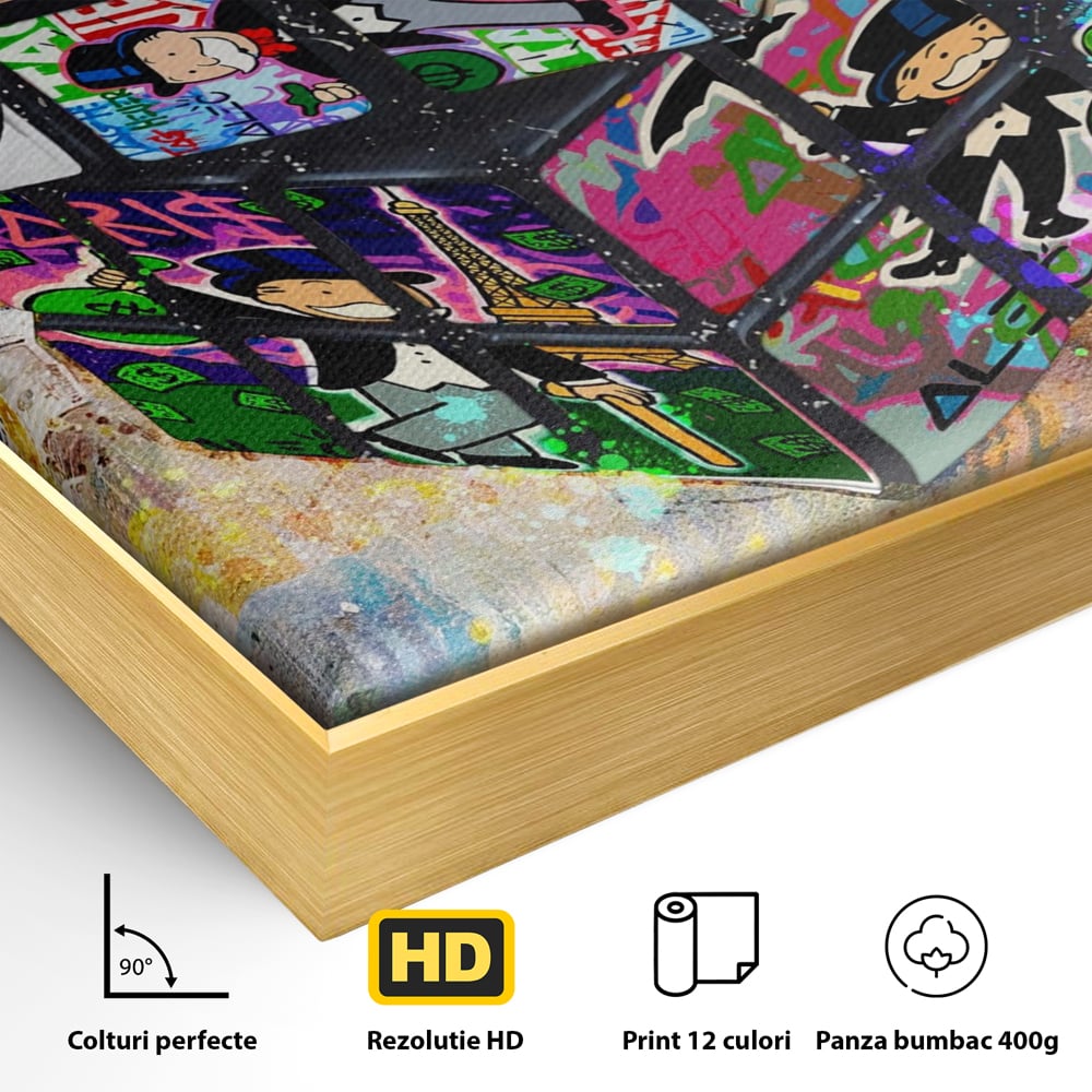 Tablou Canvas Premium LuxCanva® A1227, Monopoly Cube , Decorativ, Living, Cub Rubic, Joc, SUA, Camera Copil, Culori Vibrante