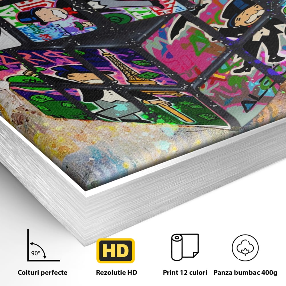 Tablou Canvas Premium LuxCanva® A1227, Monopoly Cube , Decorativ, Living, Cub Rubic, Joc, SUA, Camera Copil, Culori Vibrante