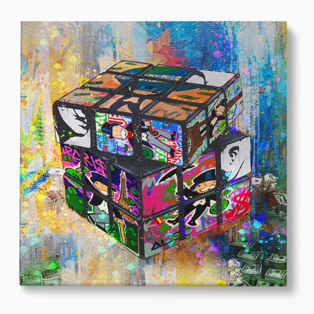Tablou Canvas Premium LuxCanva® A1227, Monopoly Cube , Decorativ, Living, Cub Rubic, Joc, SUA, Camera Copil, Culori Vibrante