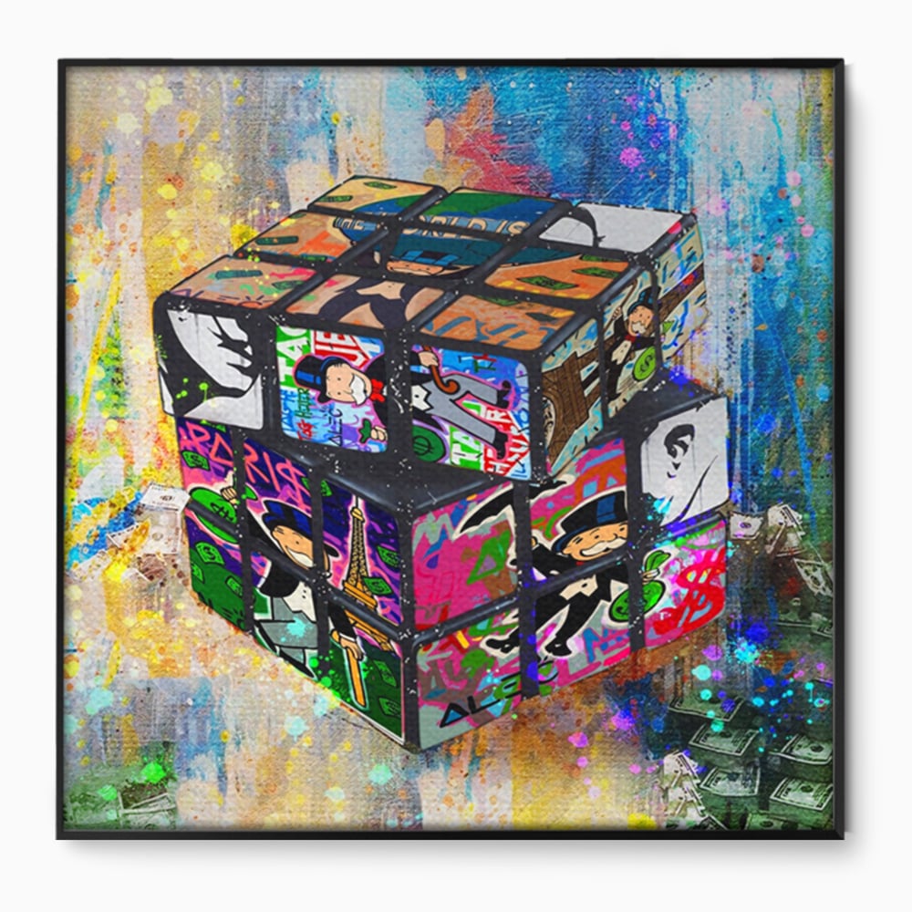 Tablou Canvas Premium LuxCanva® A1227, Monopoly Cube , Decorativ, Living, Cub Rubic, Joc, SUA, Camera Copil, Culori Vibrante