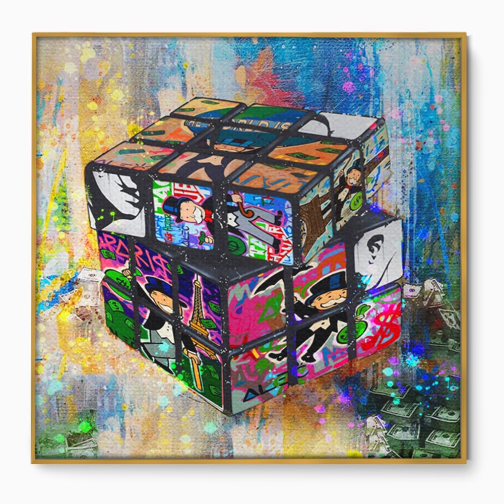 Tablou Canvas Premium LuxCanva® A1227, Monopoly Cube , Decorativ, Living, Cub Rubic, Joc, SUA, Camera Copil, Culori Vibrante