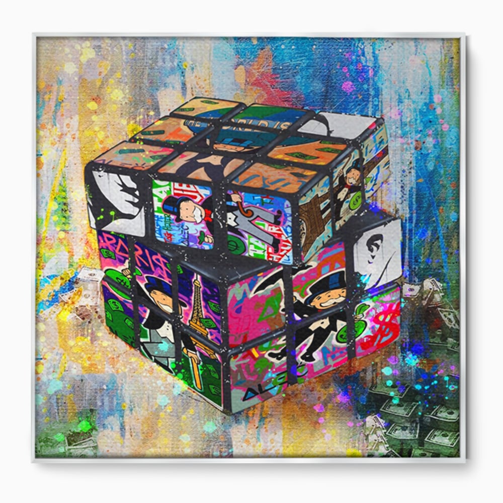 Tablou Canvas Premium LuxCanva® A1227, Monopoly Cube , Decorativ, Living, Cub Rubic, Joc, SUA, Camera Copil, Culori Vibrante