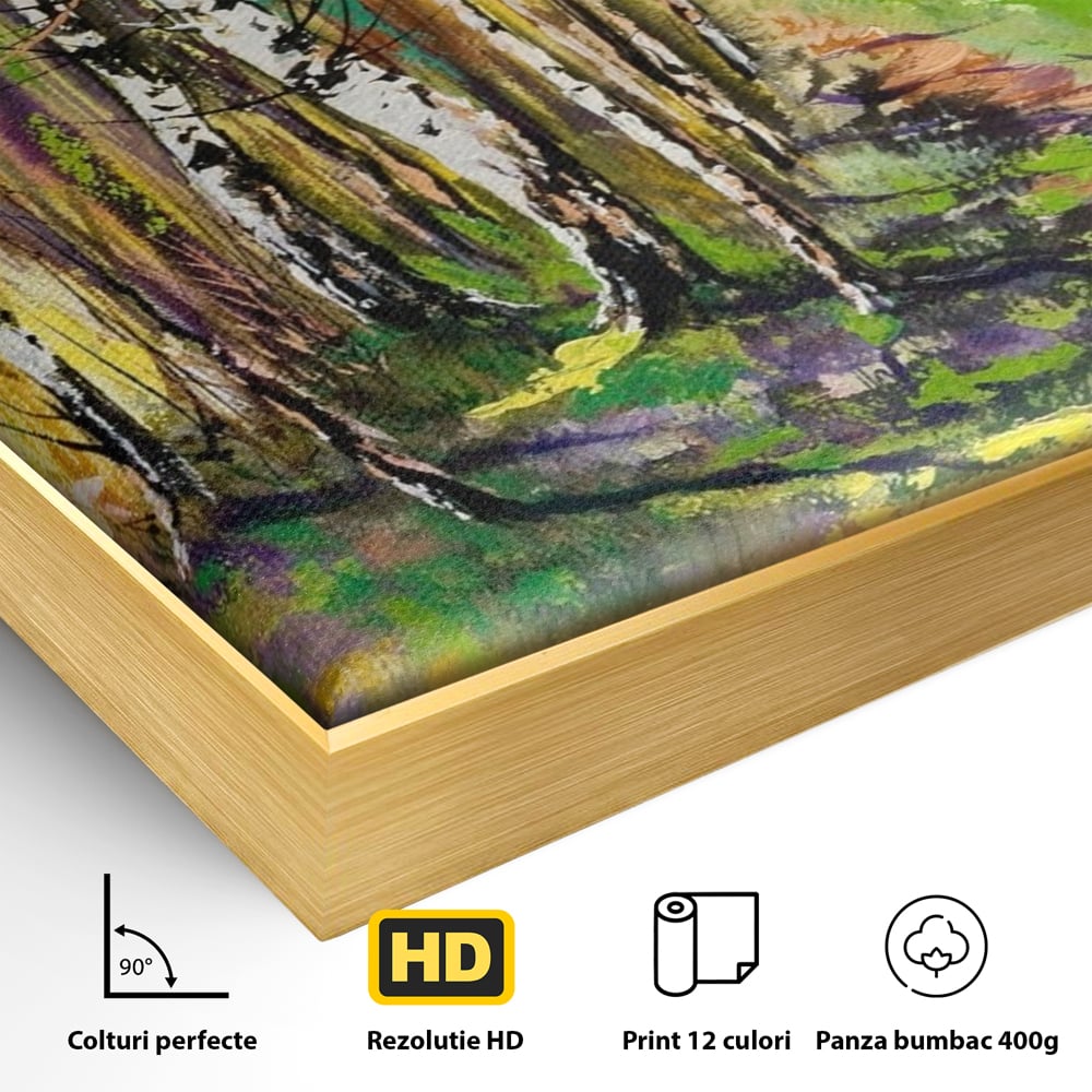 Tablou Canvas Premium LuxCanva® A1228, Green Forest , Decorativ, Dormitor, Padure, Verde, Natura, Copaci, Living, Culori Vibrante
