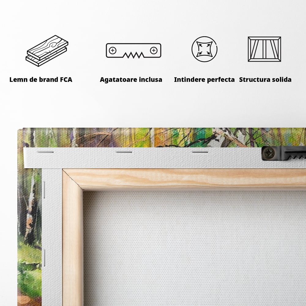 Tablou Canvas Premium LuxCanva® A1228, Green Forest , Decorativ, Dormitor, Padure, Verde, Natura, Copaci, Living, Culori Vibrante