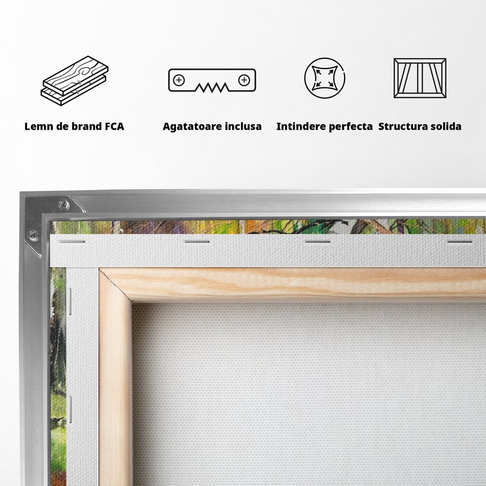 Tablou Canvas Premium LuxCanva® A1228, Green Forest , Decorativ, Dormitor, Padure, Verde, Natura, Copaci, Living, Culori Vibrante