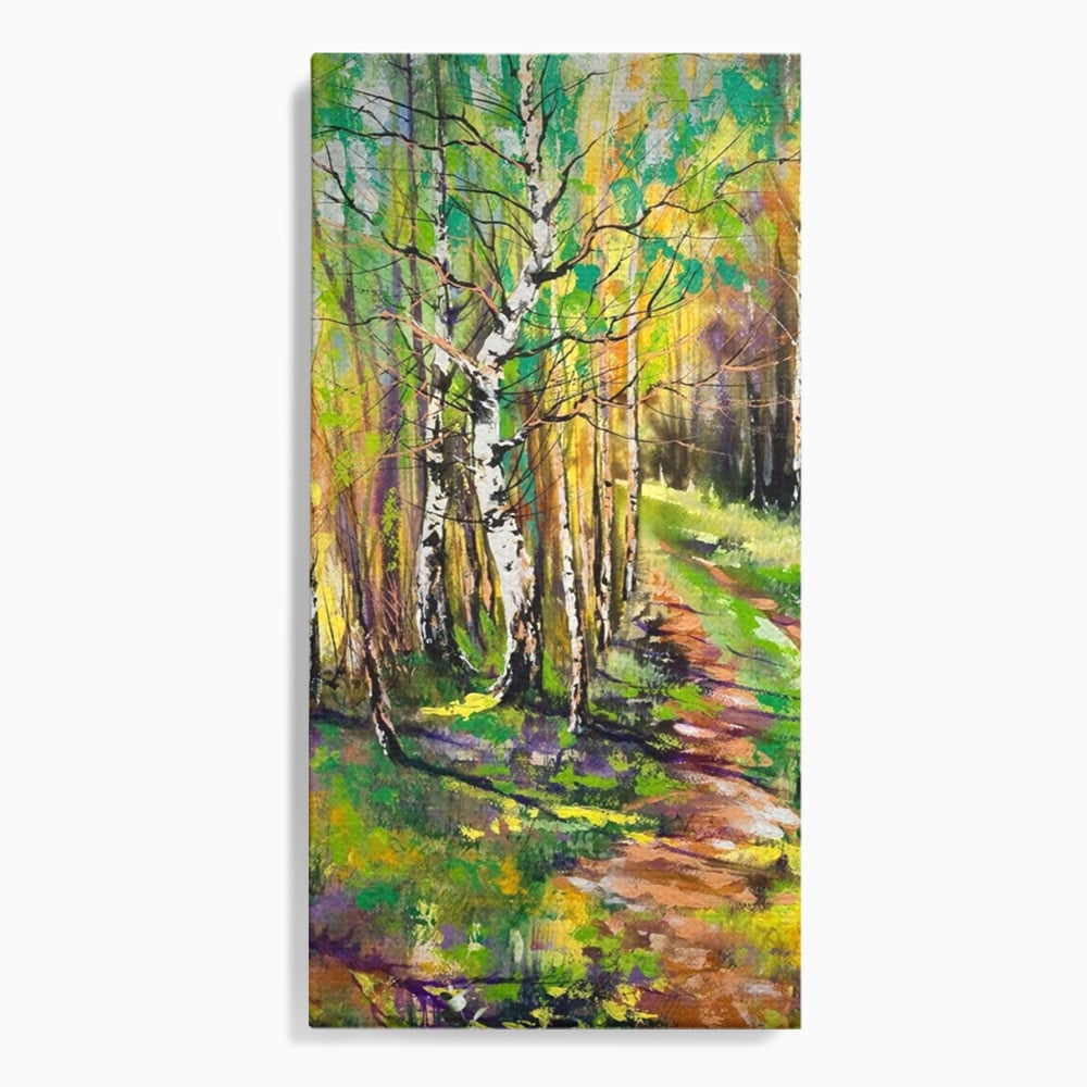 Tablou Canvas Premium LuxCanva® A1228, Green Forest , Decorativ, Dormitor, Padure, Verde, Natura, Copaci, Living, Culori Vibrante