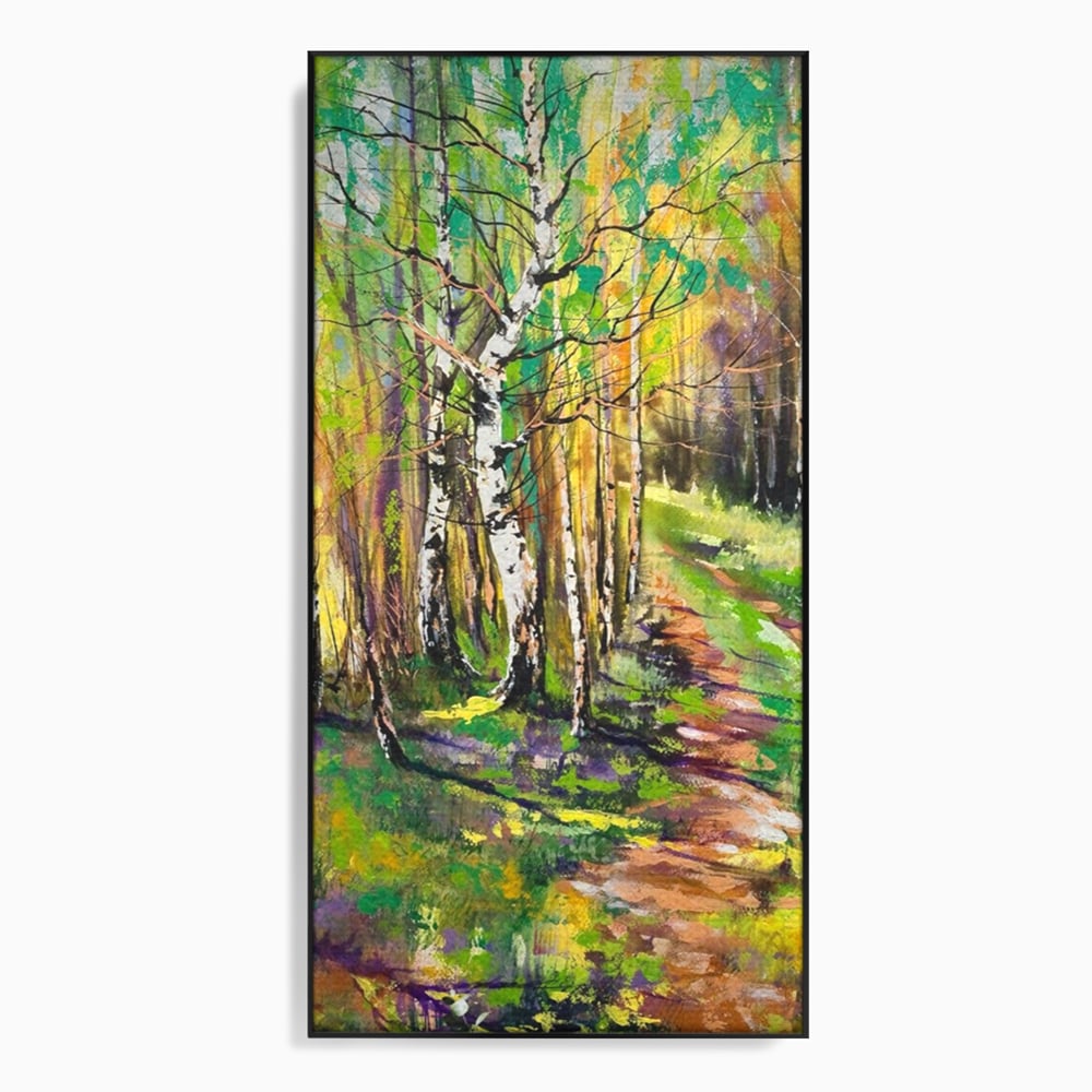 Tablou Canvas Premium LuxCanva® A1228, Green Forest , Decorativ, Dormitor, Padure, Verde, Natura, Copaci, Living, Culori Vibrante