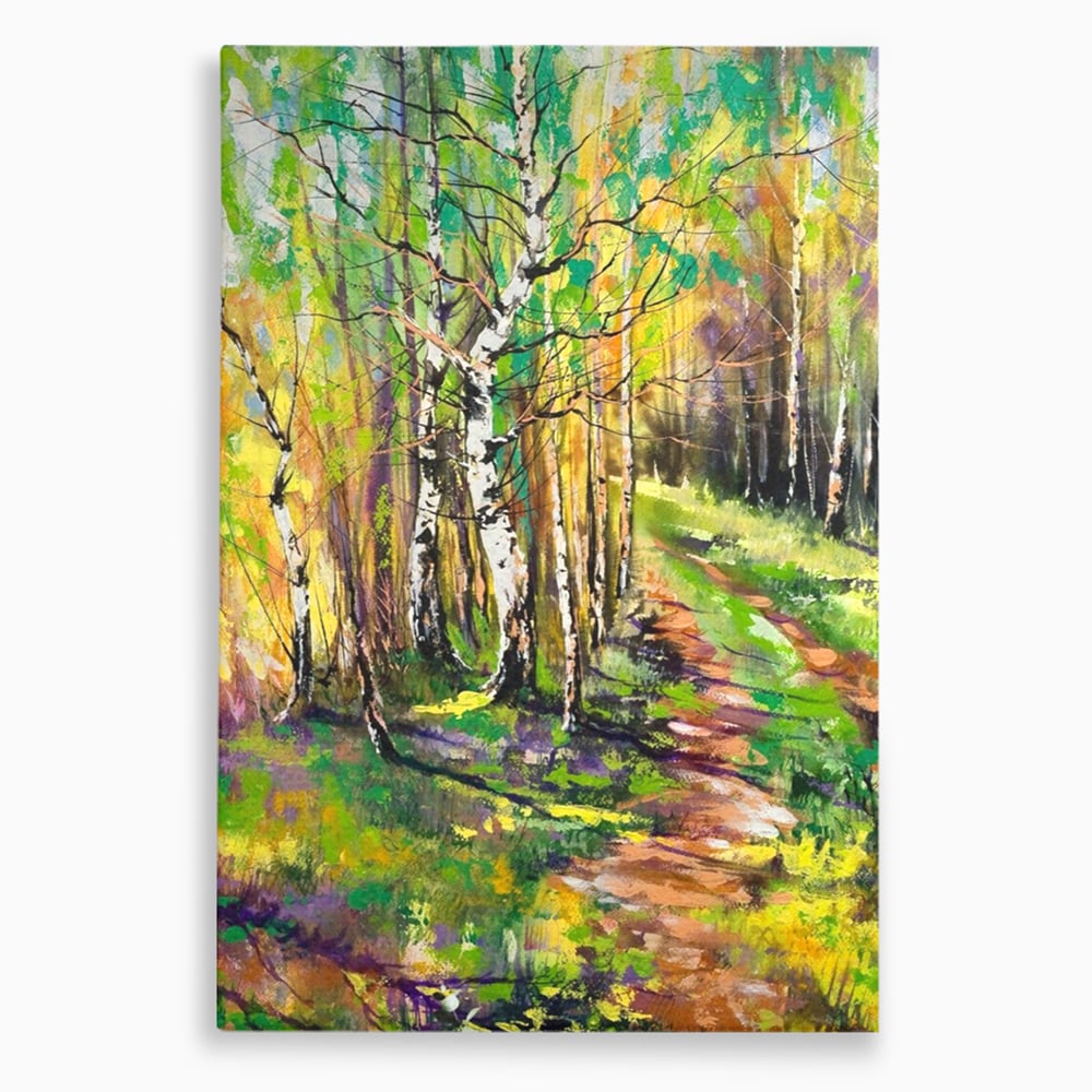 Tablou Canvas Premium LuxCanva® A1228, Green Forest , Decorativ, Dormitor, Padure, Verde, Natura, Copaci, Living, Culori Vibrante