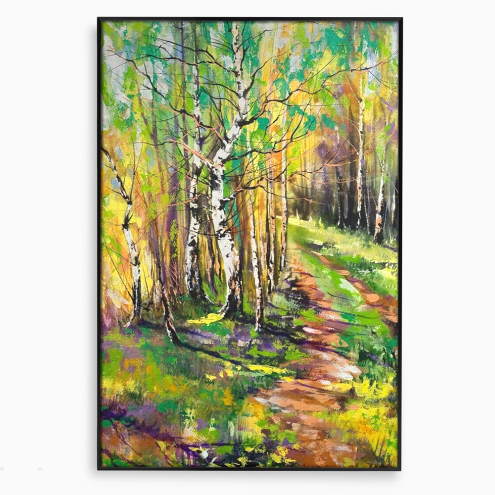 Tablou Canvas Premium LuxCanva® A1228, Green Forest , Decorativ, Dormitor, Padure, Verde, Natura, Copaci, Living, Culori Vibrante
