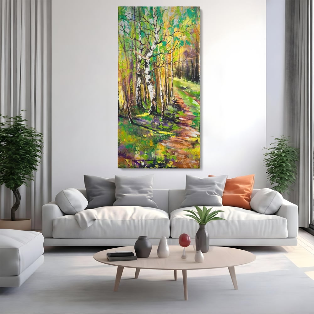 Tablou Canvas Premium LuxCanva® A1228, Green Forest , Decorativ, Dormitor, Padure, Verde, Natura, Copaci, Living, Culori Vibrante