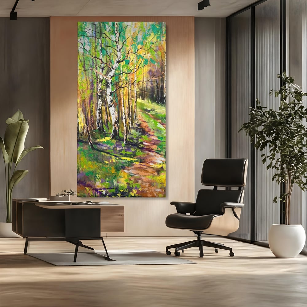 Tablou Canvas Premium LuxCanva® A1228, Green Forest , Decorativ, Dormitor, Padure, Verde, Natura, Copaci, Living, Culori Vibrante