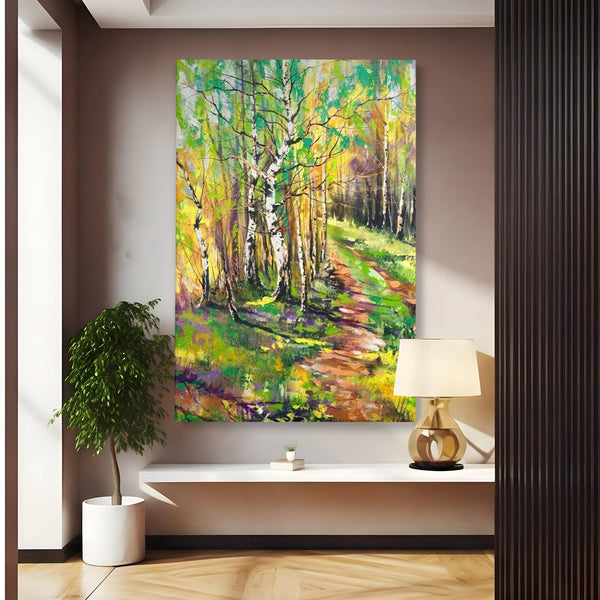 Tablou Canvas Premium LuxCanva® A1228, Green Forest , Decorativ, Dormitor, Padure, Verde, Natura, Copaci, Living, Culori Vibrante