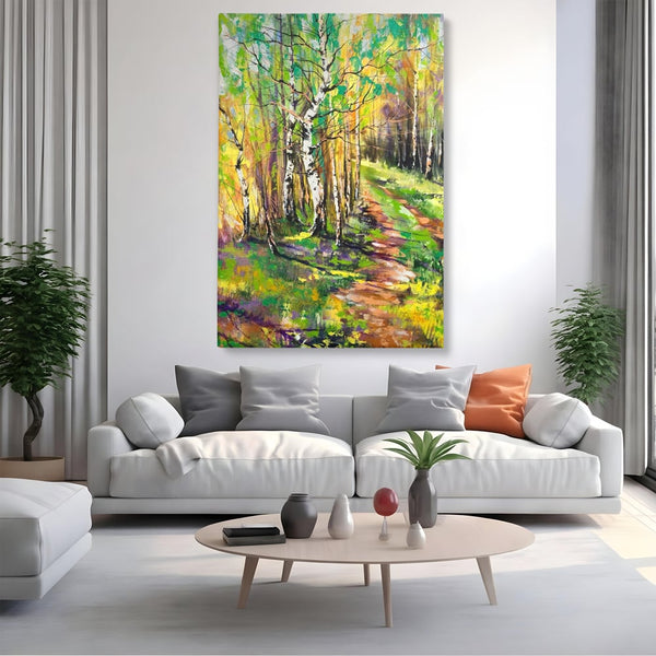 Tablou Canvas Premium LuxCanva® A1228, Green Forest , Decorativ, Dormitor, Padure, Verde, Natura, Copaci, Living, Culori Vibrante