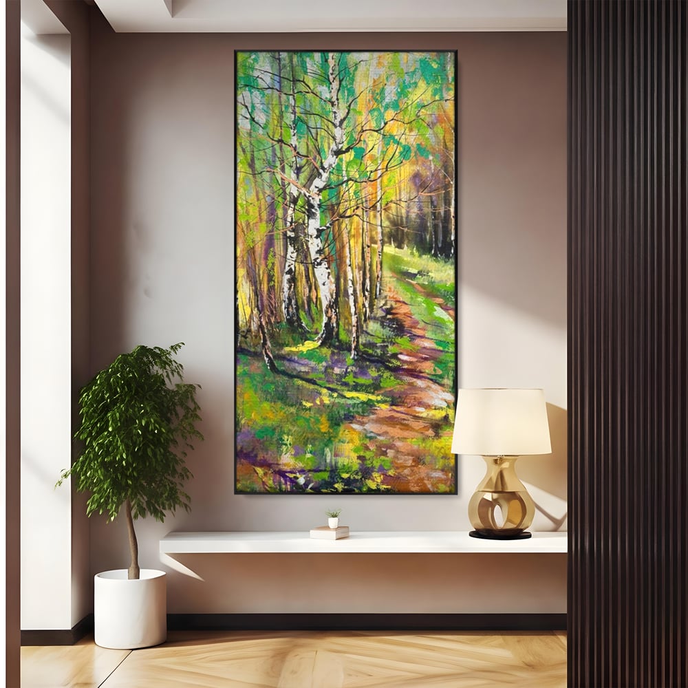 Tablou Canvas Premium LuxCanva® A1228, Green Forest , Decorativ, Dormitor, Padure, Verde, Natura, Copaci, Living, Culori Vibrante