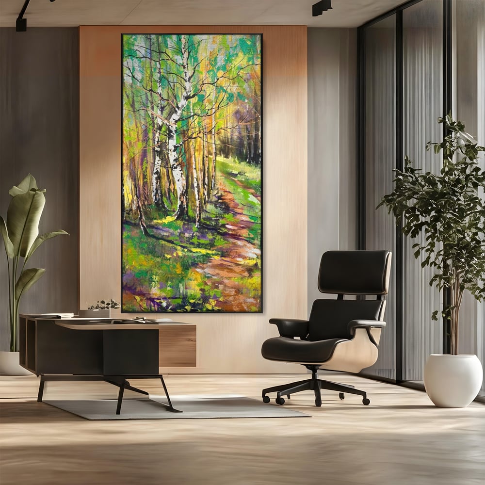 Tablou Canvas Premium LuxCanva® A1228, Green Forest , Decorativ, Dormitor, Padure, Verde, Natura, Copaci, Living, Culori Vibrante