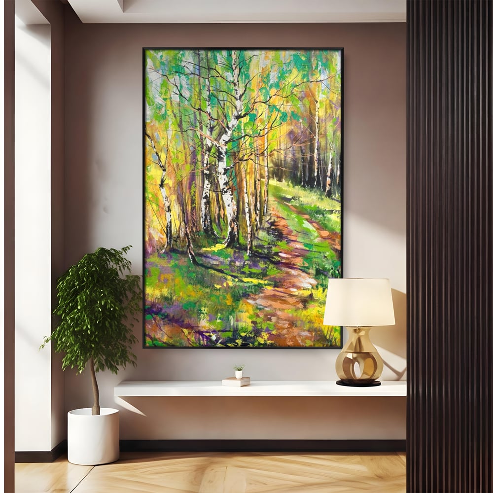 Tablou Canvas Premium LuxCanva® A1228, Green Forest , Decorativ, Dormitor, Padure, Verde, Natura, Copaci, Living, Culori Vibrante