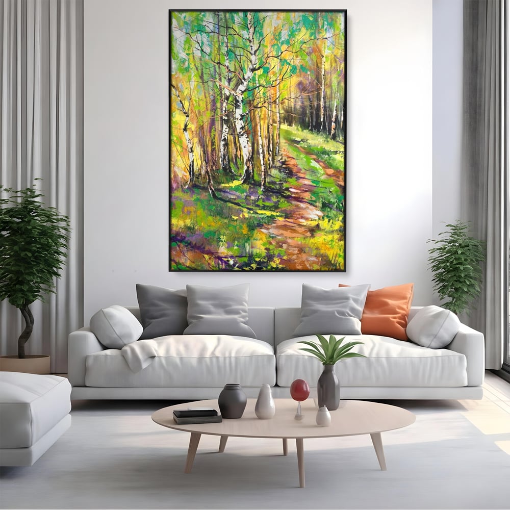 Tablou Canvas Premium LuxCanva® A1228, Green Forest , Decorativ, Dormitor, Padure, Verde, Natura, Copaci, Living, Culori Vibrante